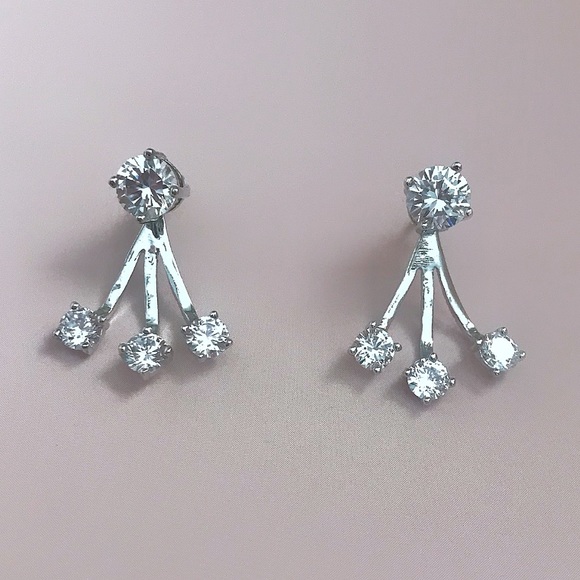 Cubic zirconia Silver ear jackets - Picture 2 of 3